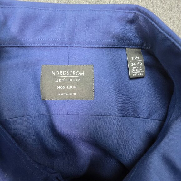 2 X Nordstrom Dress Shirts Mens 18.5-34/35 Check Non Iron Stretch Traditional - Picture 7 of 13